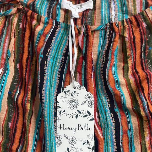 NWT Honey Belle Multi-Colored Tank with Tie Strap and Keyhole Neck Size Small - Picture 7 of 7